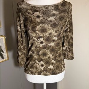 Floral Print Women's Top - Brown